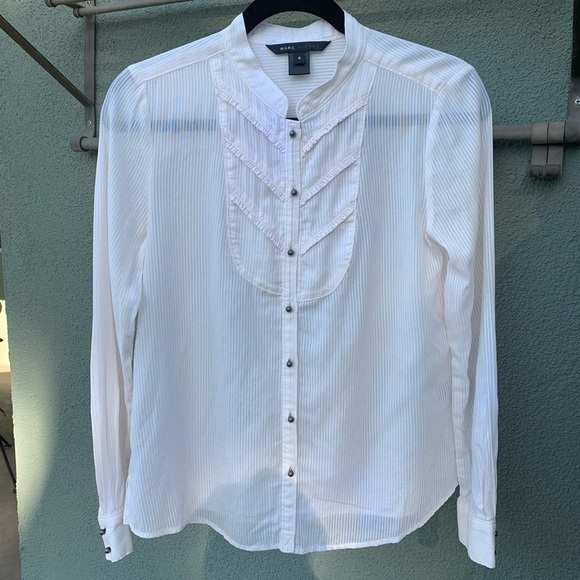 Marc Jacobs Ivory Bib-front Button Long Sleeve Blouse - Picture 6 of 8